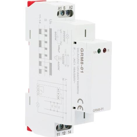 GRM8-01 Elektronisk impulsrelæ, Latching/hukommelsesrelæ, AC/DC 12-240V