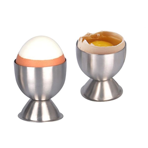 Ruostumattomasta teräksestä valmistettu aamiaistarjotin keitetyille munille kupeilla