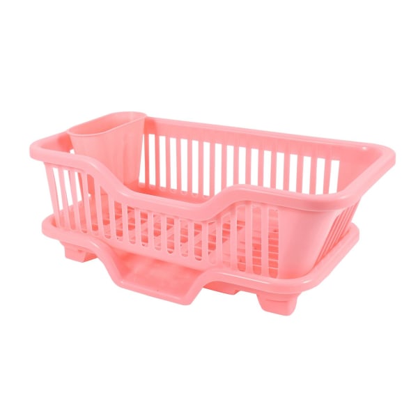 Plast diskbänk diskställ set 17,5 x 9,5 x 7 tum (rosa)