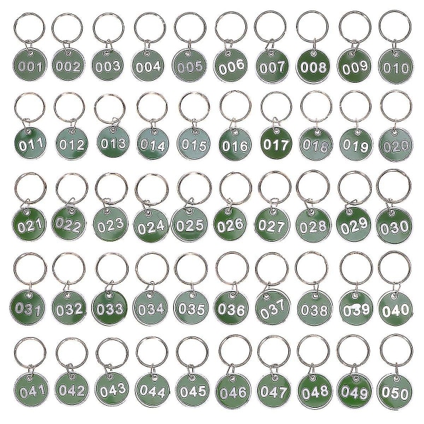 50 stk Nøkkelring i rustfritt stål Nummererte nøkkelbrikker Metalletiketter Nummernøkkelring Metallnummererte etiketter Runde numrerte etiketter