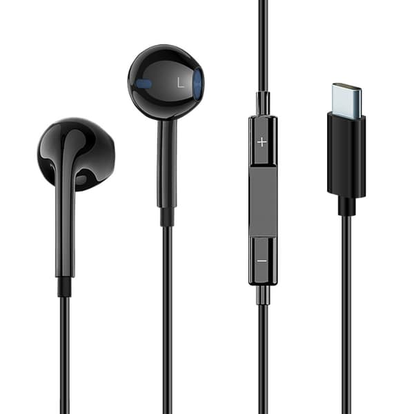 Apple iPhone 15/16 Kompatible USB-C In-Ear Hovedtelefoner med Mikrofon EarPods (Sort)