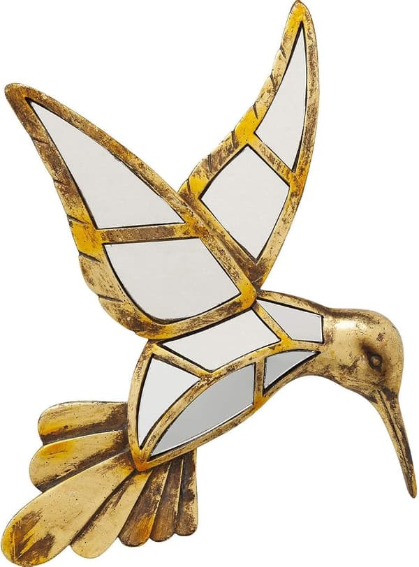 Väggobjekt Spegel Kolibri, guld, spegel, 32x27x4 cm