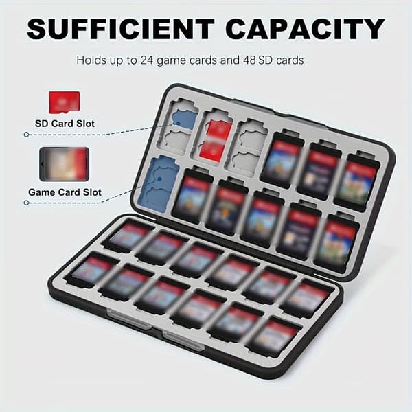 SWITCH 24-spors magnetisk spillkortveske (gradientfarge) — Switch OLED 24-spors magnetisk oppbevaring og patronholder