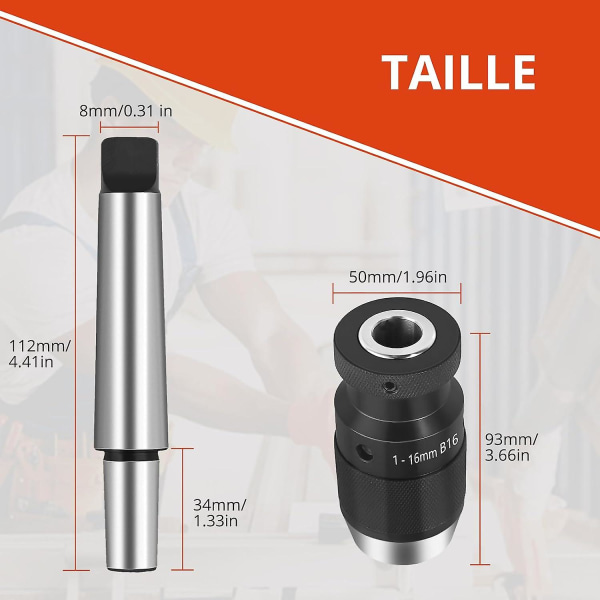 Superpresis selvstrammende nøkkelløs dreiebenkchuck Mt2 -b16 Arbor for Mk2 dreiebenk