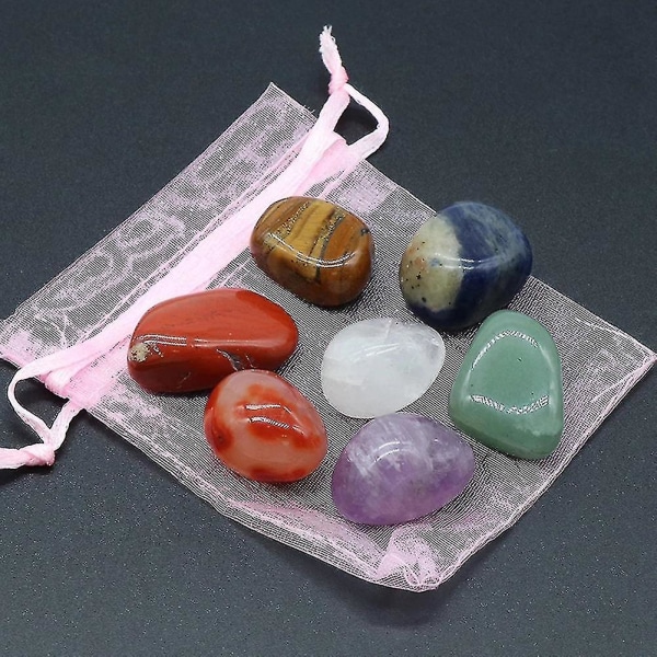 Seven Chakra Set Natural Mixed Crystal Home Decoration Healing Poled Gemstone Collection Amulett N