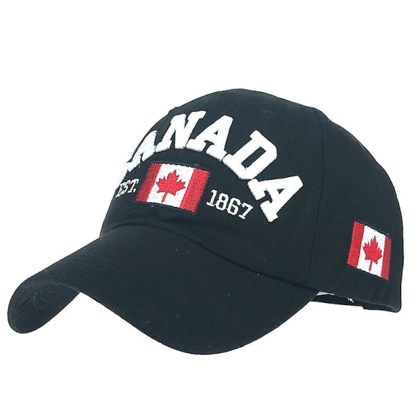 Wabjtam Baseball Cap Kanadan lippuhattu säädettävä isähattu aurinkohattu brodeerattu cap ulkona aurinkohatut aikuisille musta