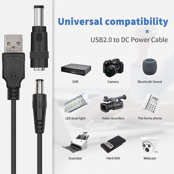 5v Dc 5.5 2.1mm latauskaapeli virtajohto, Usb Dc virtajohto 13 vaihdettavalla pistokkeella Conn