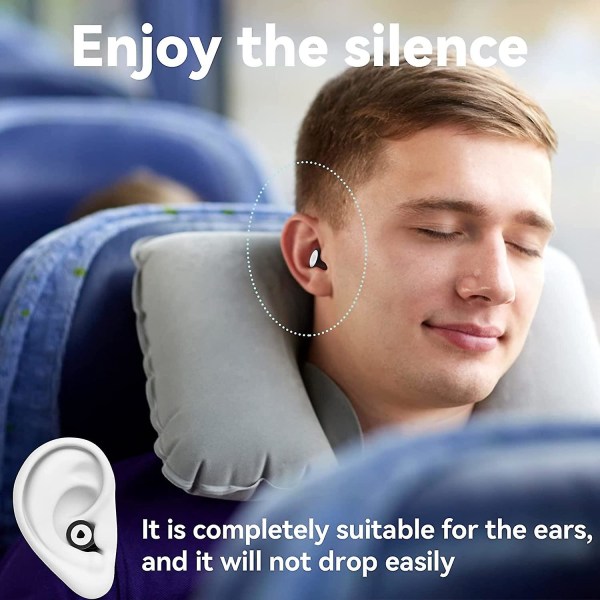 Ørepropper til at sove - 1 par ørepropper 27db, genanvendelig silikone høreværn, ørepropper til søvn arbejde Koncerter Study, sort hvid0
