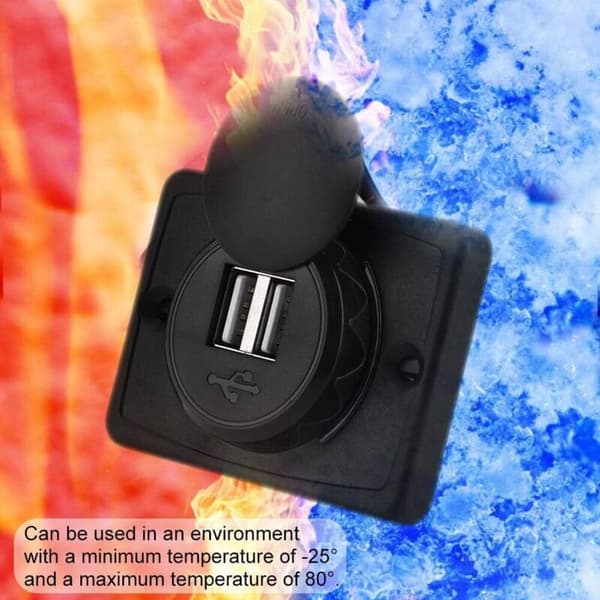 12V USB Panelmontering til 12V USB-stik, Dobbelt USB-portadapter, Skruesæt, 3.1A Vandtæt DC12V/24V Bilopladerstik Strømadapter