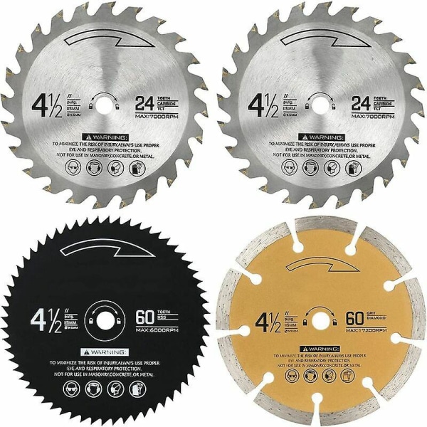 115mm sirkelsagblad, 24t, 60t og 60 grus, Tct, Hss og diamant skråblad, tre, metall og diamant mini sirkelsagblad for ikke-jernholdige metaller