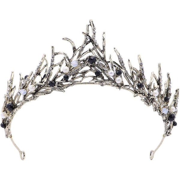 Vintage Princess Hair Crown Handmad Gold Leaf Tiara Pearl Brudekrone