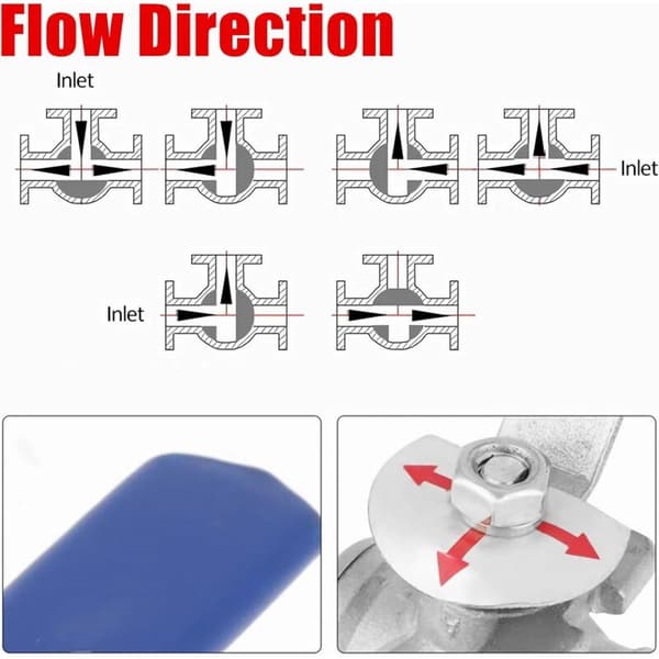 SUS304 kugleventil i rustfrit stål, trevejs kugleventil (DN15 1/2\")