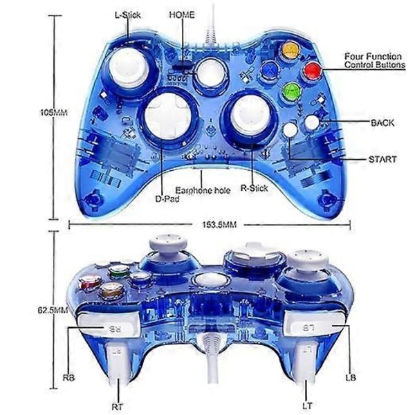 USB Trådløs Spilcontroller Joypad Gamepad til Microsoft Xbox 360 (Blå)