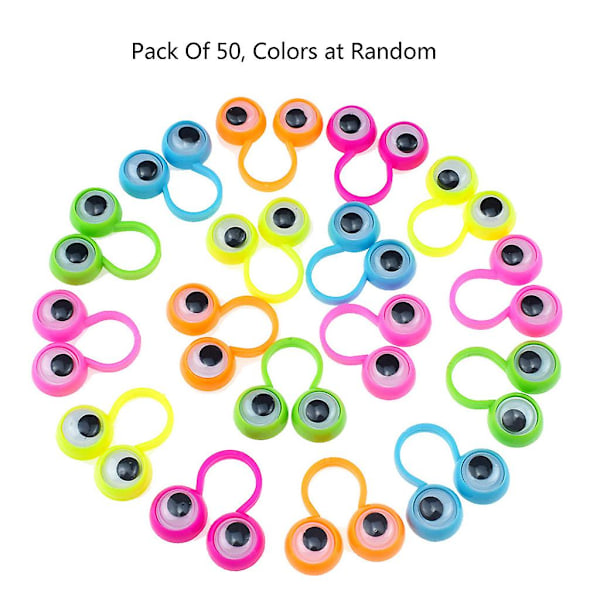50 st/set Ögon Fingerdockor Googly Eyes Ringar Cartoon Fingerringar Ögonboll Ring Kit Party Favörer Present För Barn Pojke Flicka