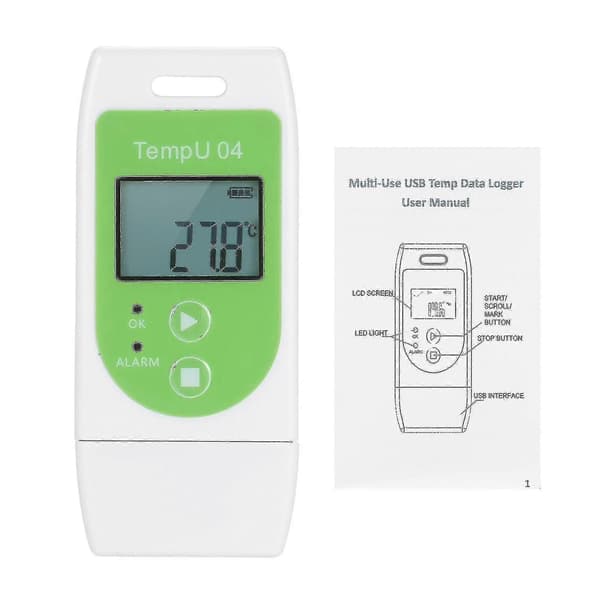 Temperatur datalogger, multifunksjonell, USB, gjenbrukbar, 32 000 målinger
