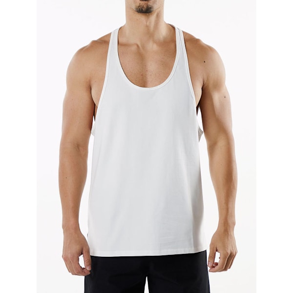 Herre Solid Muscle Sports-/Fitness Tanktop Arctic White S