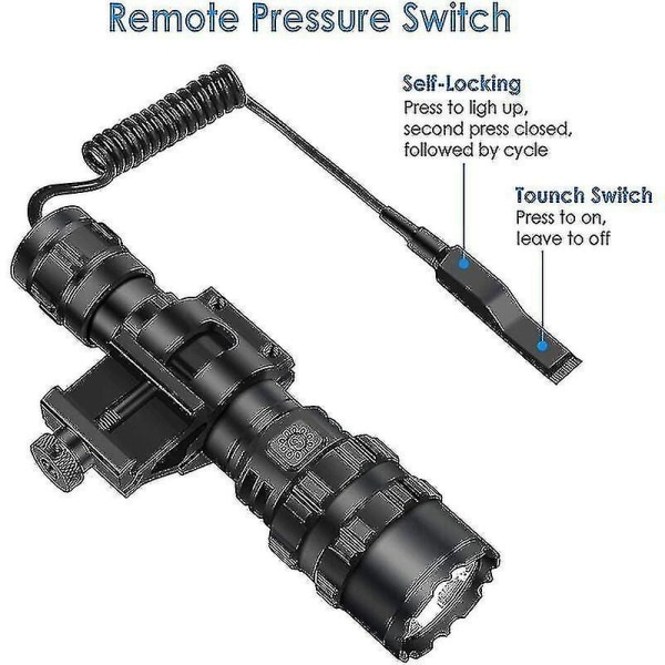 Tactical Torch 3000 Lumens Super Bright L2 Led Lommelykt Usb Oppladbar 5 lysmoduser Skinnefeste og trykkbryter for utendørs fiske