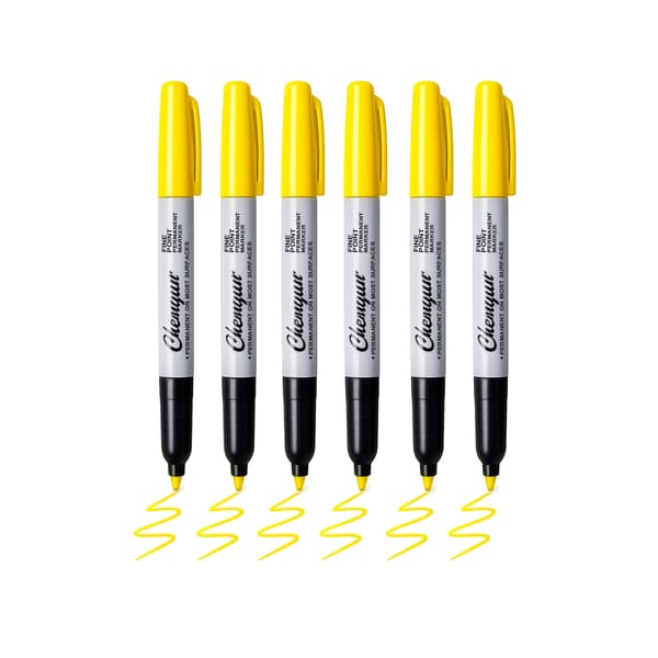 Permanent Marker / Multi-farvepen — Skriver flydende, giver mulighed for nemme rettelser og bløder ikke igennem papir. (Gul)