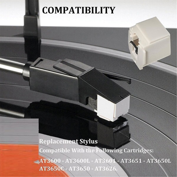 2pcs Replacement Stylus Atn3600l Vinyl Record Player Needle For At-lp60 Turntable Phonograph Platen