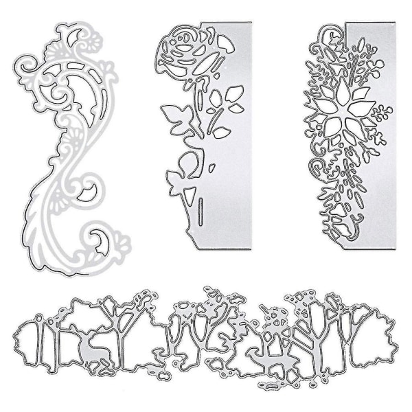 4 stk Blomster Metall Stanseformer Stencil Scrapbooking Diy Album Stempel Papirkort Embossing Decor1002