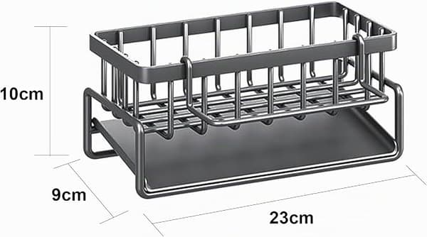 Køkkenvask Svampeholder – Rustfrit Stål Organizer med Automatisk Drænbakke, Bordplade Opbevaringsstativ