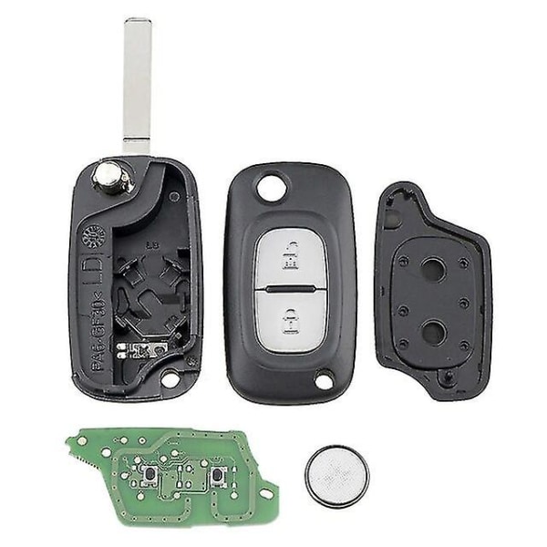 Car Smart Remote Key 2 Button 43hz Pfc7961a Chip kompatibel med Renault Clio Iii Clio 3 Kangoo Master Modus Twingo 2006-2016-svart