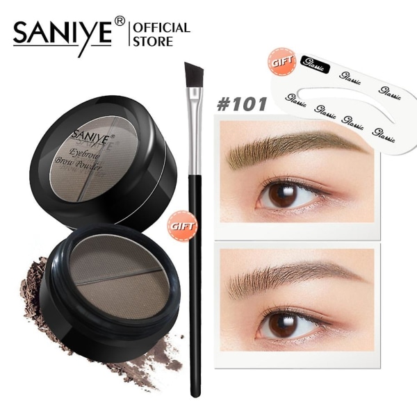 Saniye Tvåfärgat Ögonbrynspulver Eyeliner Ögonbrynskort Med Borste 3D Naturlig Nyans För Ögonbryn