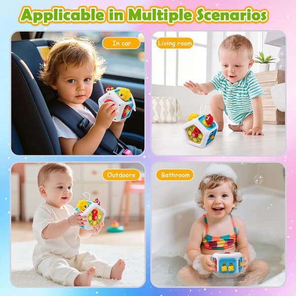 Montessori Busy Cube Leker for Barn, Sensorisk Aktivitetsbrett Reiseleke