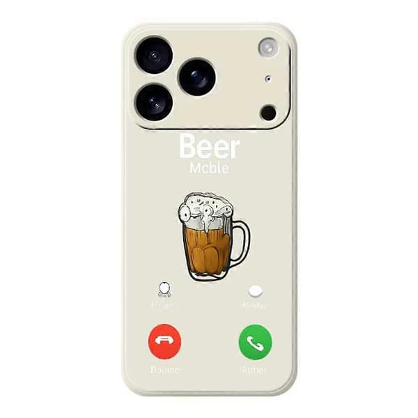 Etui til iPhone 17 Pro Max Ølmønster Trykk Rett Kant TPU Telefonbakside Beige