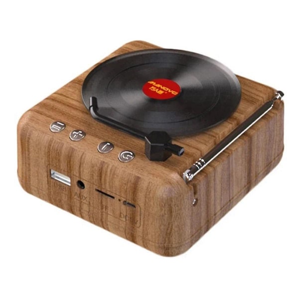 Manovo Vinyl Platespiller Høytaler Usb Bluetooth V5.0 Stereo Retro Bærbar Høytaler Tf-kort/u-disk/