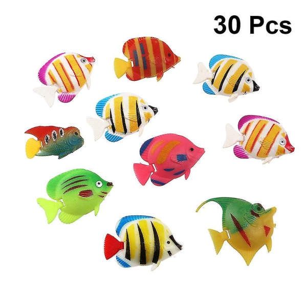 30 stk Vivid Aquarium Fish Ornament Aquarium Landskab Kunstig Fisk Plast Fisk Decor (tilfældig stil)