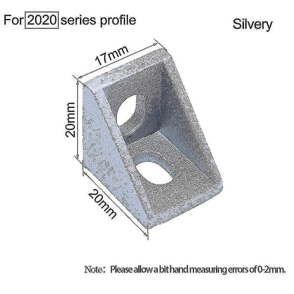 Braketter Forsterkningsstivere Profilkoblingssett Hjørnebrakett T Muttere og skruebolt for 20-årene aluminium