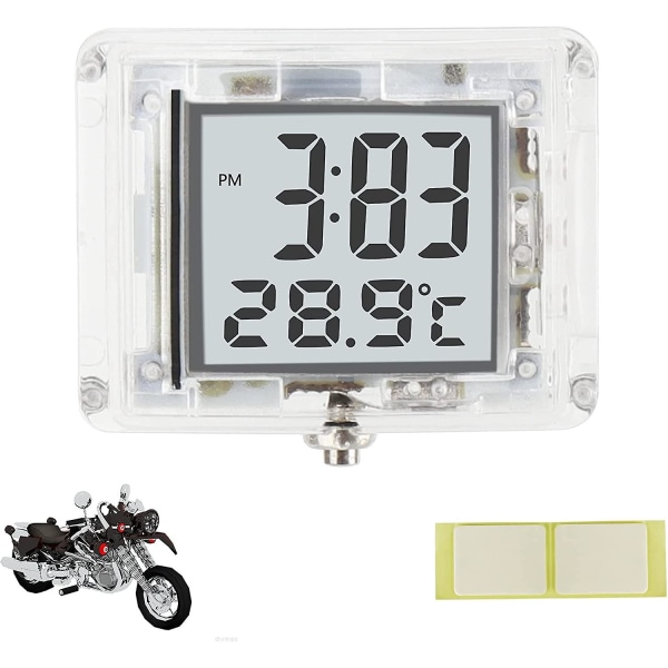 Motorcykel ur, mini digital ur motorcykel ure vandtæt med 12 timers format tid og temperatur display til bil motorcykel cykel badeværelse køkken
