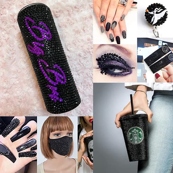 Flat Backs Rhinestones Nail Arts, svart