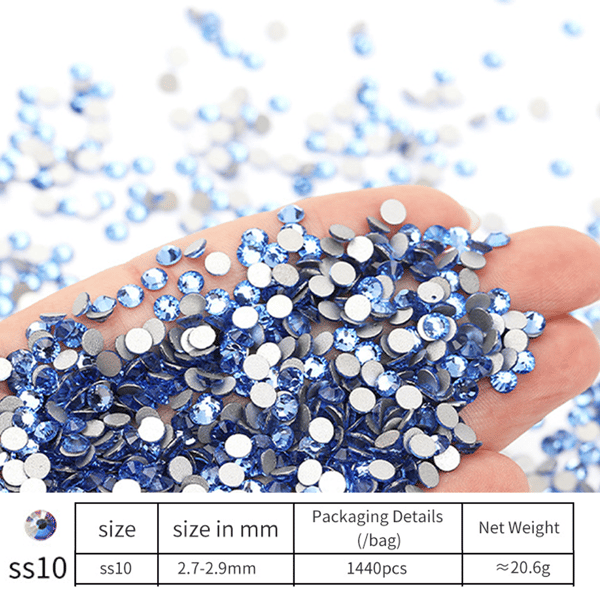 Flatback Rhinestones, for Craft Nails Dance Costumes, Flat Back Nail Crystals, blue