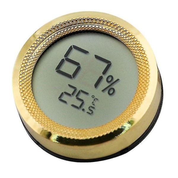 Cigar Humidor Mini Digital LCD Display Temperatursensor Guld