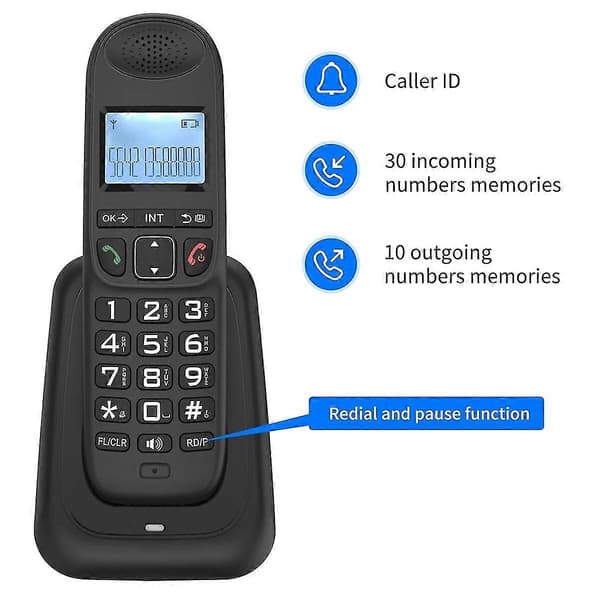 Utbyggbar trådlös telefon handenhet digital trådlös telefon stöder 5 handenheter 16