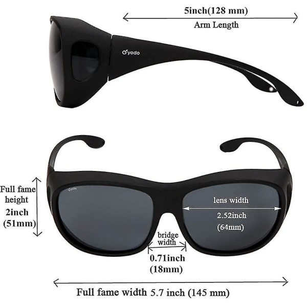 Fit Over Glasses Solbriller med polariserte linser for menn og kvinner