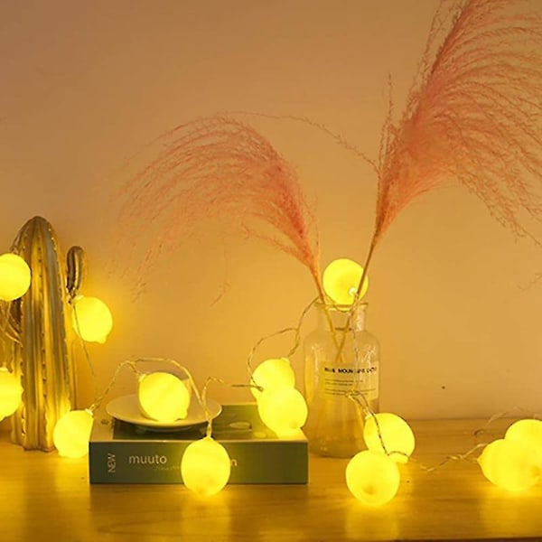 10 Led sitronkjede lyskulestreng Fairy Light Holiday Lighting Globe Lighting Batteridrevet kjede til julefestivaldekorasjon (gul 1stk)-