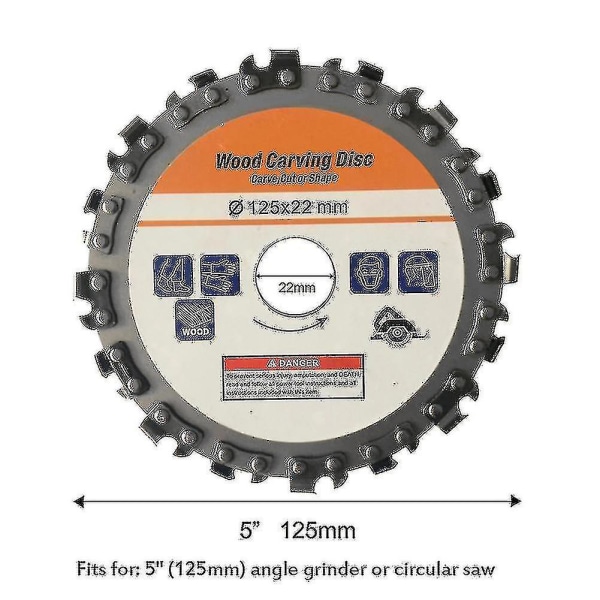 125mm 16 Tand Rustfrit Stål Slibning Maskine Træbearbejdning Disk Rille Maskine Kæder Disk Træskæring Skæreskive Kompatibel Med 5 Tommer Vinkelsliber