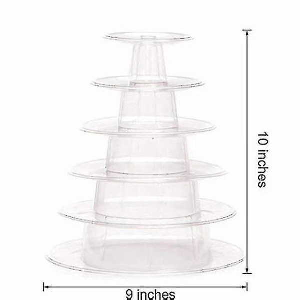 Rund plast 6-lags kakefatstativ for makronkakeutstilling