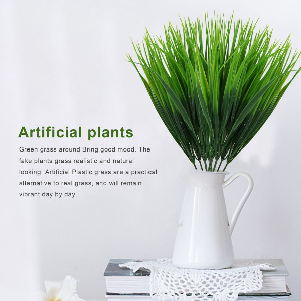 Artificial Plant Grass, 9 Bunches Of Plastic Green Spring Grass, Suitable For Outdoor Balcony Home Garden