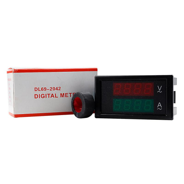 Digital Voltmeter Ammeter Ac 80-300v 0-100a Spenningsstrømmåler Volt Amp Display Voltmeter Ampere Multimeter 2 I 1 Med Strømtransformator