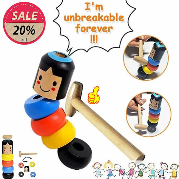 Unbreakable Wooden Magic Toy The Wooden Stubborn Man Toy FUNNY 2024