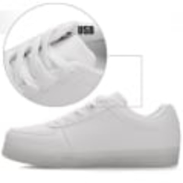 LED Sneakers Børn/Voksne, Hvid - Størrelser 28-44 Hvid Størrelse 36 Hvid