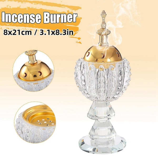 2x 8,3 tommer arabisk røgelsebrænder Bakhoor Metal Eid Traditionel Mabkhara Home Decor Crystal Røgelse B