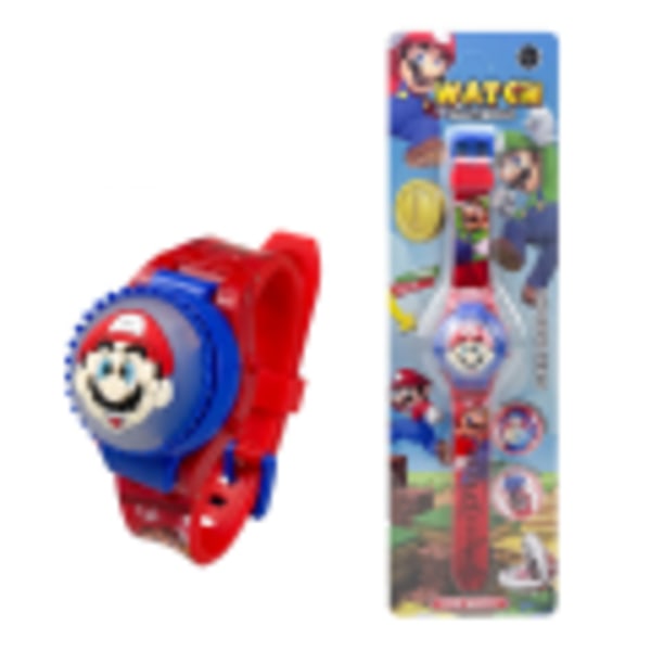 Barnklocka 3D tecknad blinkande självlysande flip-klocka Mario