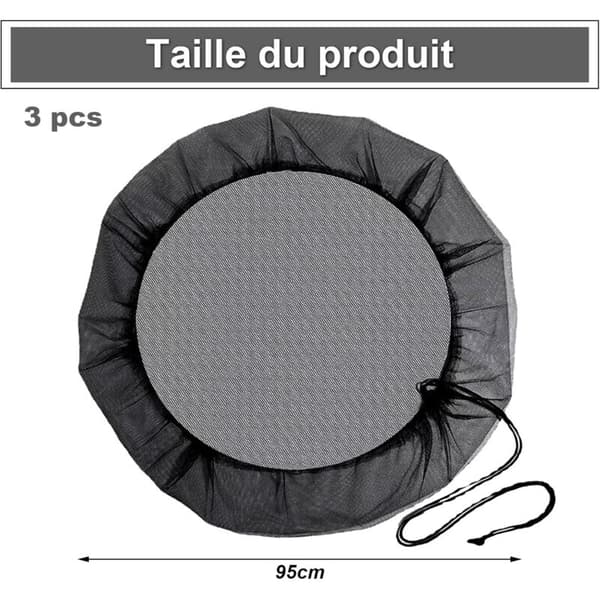 Sæt med 3 regnvandstanknet, justerbart låg, beskyttelse mod myggelarver, med elastikbånd, regnvandstankbeskyttelsesnet, isolerer døde blade (95 cm)