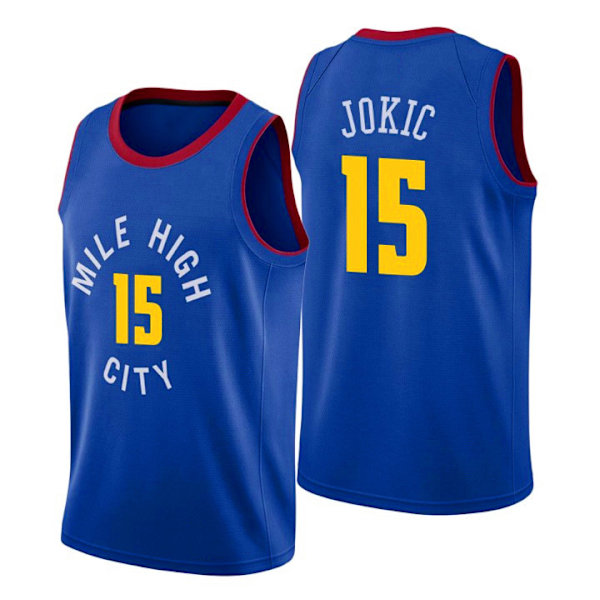 Sportkläder Nikola Jokic Denver Nuggets basketuniform 15 basketuniform för vuxna blue 2xl