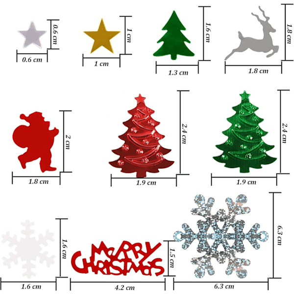 100g/4800 kpl Joulukonfetti Tähti, Lumihiutale, Joulupukki, Mänty, Hyvää Joulua Aakkoset, Peura Konfetti Joulu